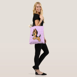 Trendy Hand Drawn Dog Pink Tote Bag Both Sides
