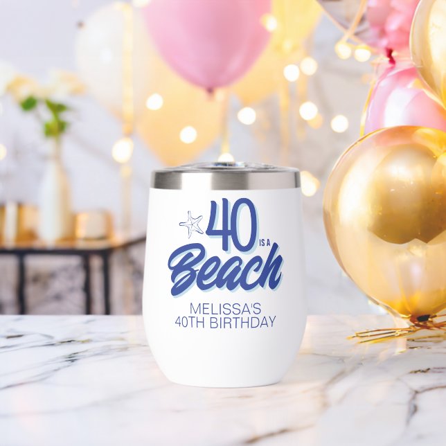 Trendy Hand Drawn Doodle 40 Is A Beach Birthday (Bachelor Party (Rotated))