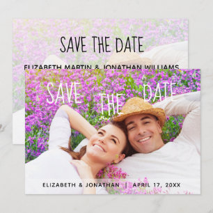 Trendy Hand Lettered Photo Save The Date Invitation