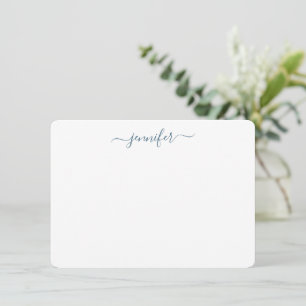 Trendy Handwriting Script Personalized Slate Blue Card