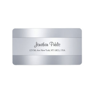 Trendy Handwriting Script Silver Modern Template Label