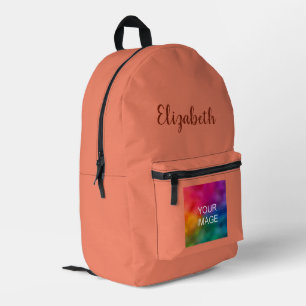Trendy Handwritten Name Custom Salmon Solid Colour Printed Backpack