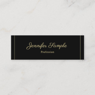 Trendy Handwritten Script Black Gold Chic Design Mini Business Card