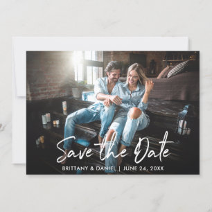 Trendy Handwritten Script Save the Date Photo Card