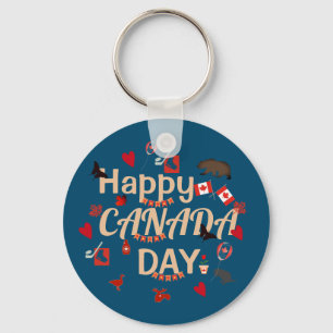 Trendy Happy Canada Day Keychain
