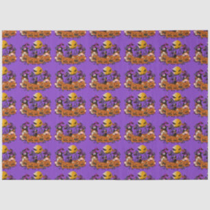 Trendy Happy Halloween Purple Gnome Tissue Paper