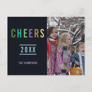 Trendy Happy Holidays Family greeting photo Announcement Postcard