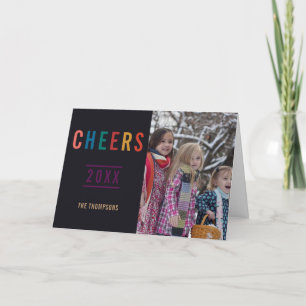 Trendy Happy Holidays Family greeting photo Holiday Card