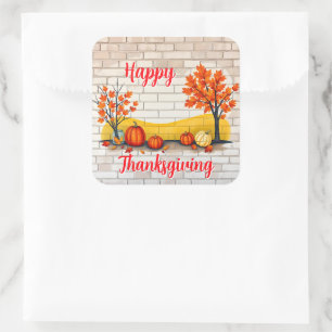 Trendy Happy Thanksgiving Beautiful Fall Square Sticker