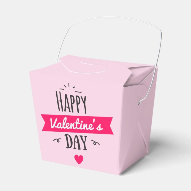 Trendy Happy Valentine's Pink Favor Box (Front Side)