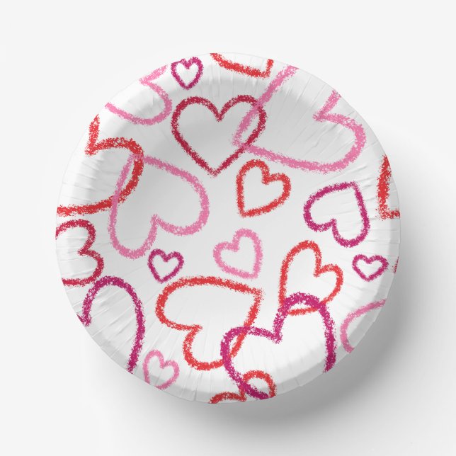 Trendy Heart Doodles 01 Paper Plate (Front)