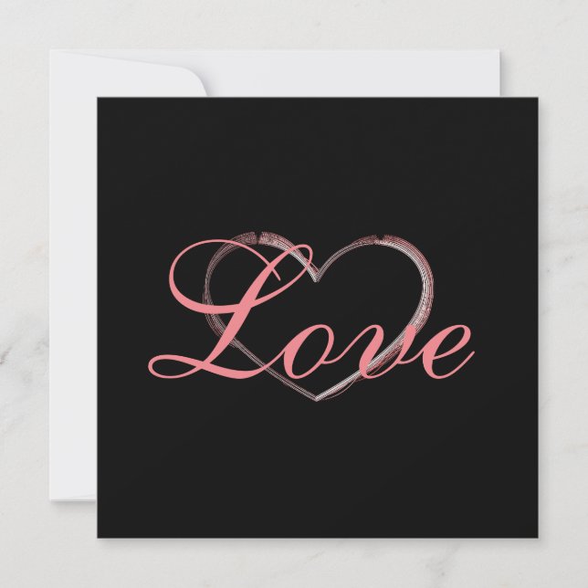 Trendy Heart Grey Calligraphy Love Wedding (Front)