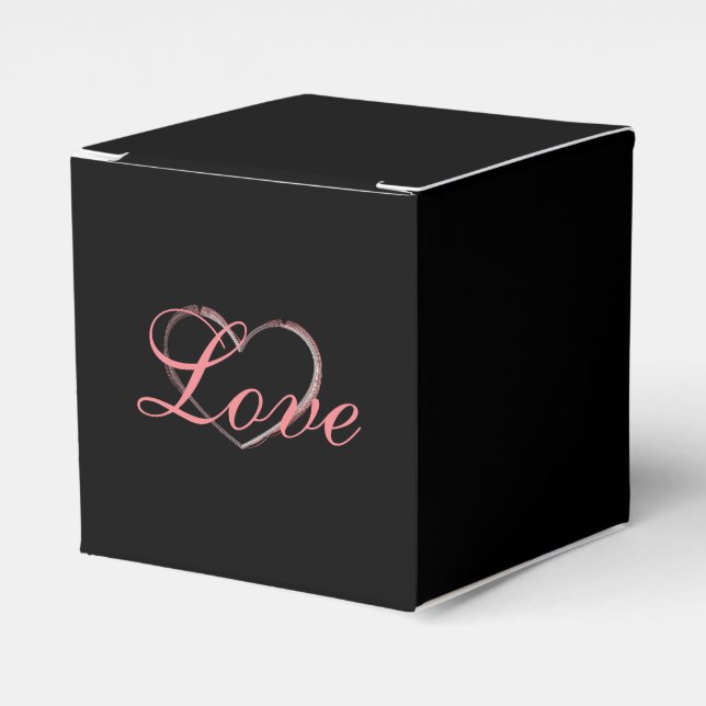 Trendy Heart Grey Calligraphy Love Wedding Favor Box (Front Side)