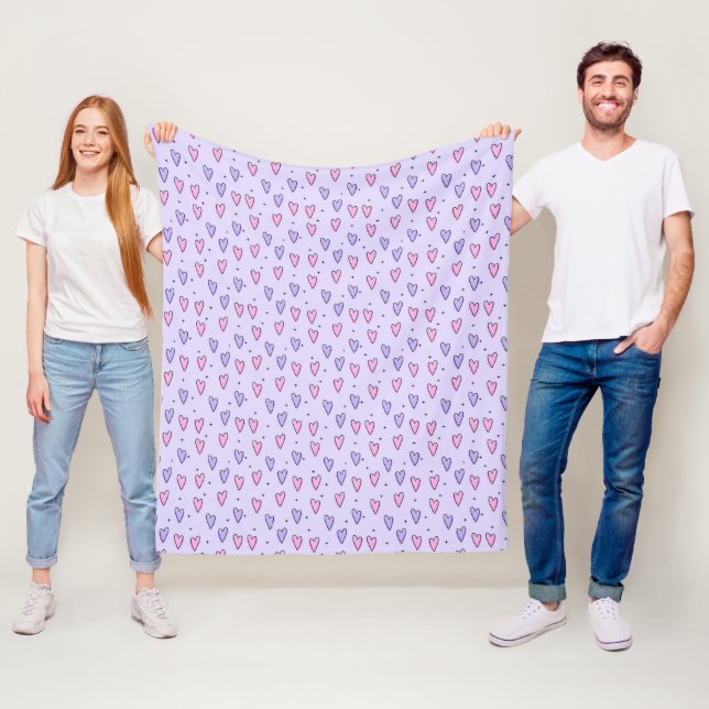 Trendy Heart Pattern Fleece Blanket (In Situ)