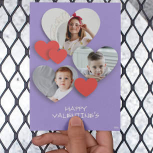 Trendy Heart Photo Collage Lavender Greeting Card