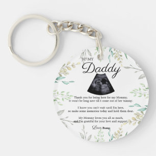 Trendy Heartfelt Message from Bump to Dad to be Keychain
