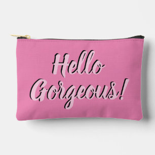 Trendy Hello Gorgeous Girly Pink Accessory Pouch
