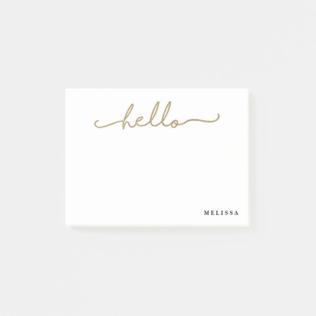 Trendy Hello Personalized Post It Notes (Front)