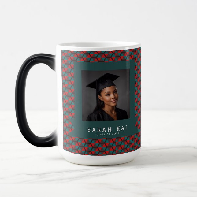 Trendy Hex Print Congrat Graduate Magic Mug (Left)