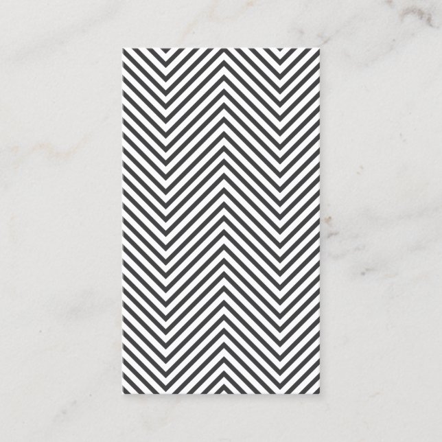 Trendy & Hip Black/White Chevron Pattern Business Card (Front)