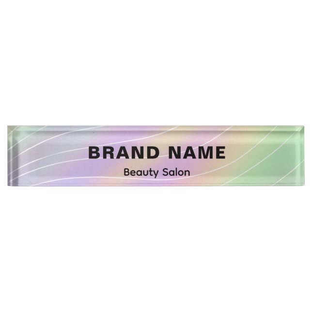 Trendy Hologram Aesthetician Feminine Style Nameplate (Front)