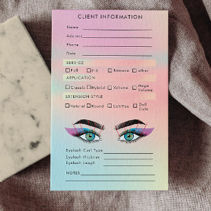 Trendy Hologram Client Lash Map Eyelash Extensions Business Card