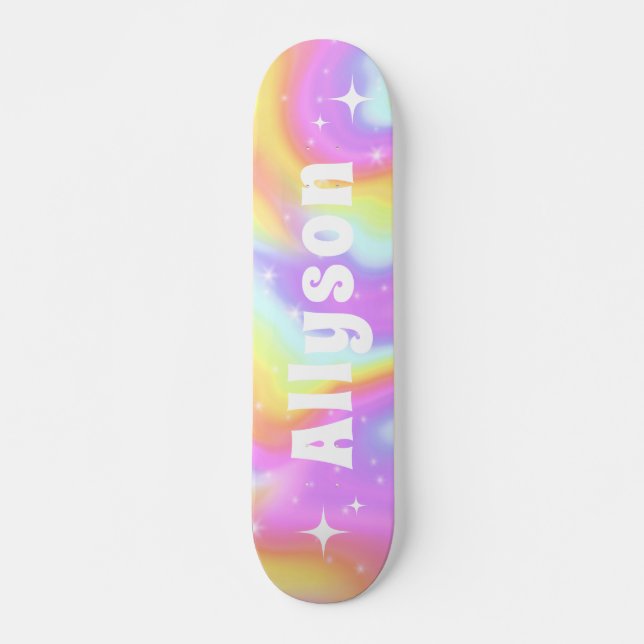Trendy Holographic Holograph Sparkle Girls Name    Skateboard (Front)