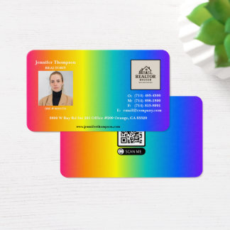 Trendy Holographic Rainbow Business Card Rounded