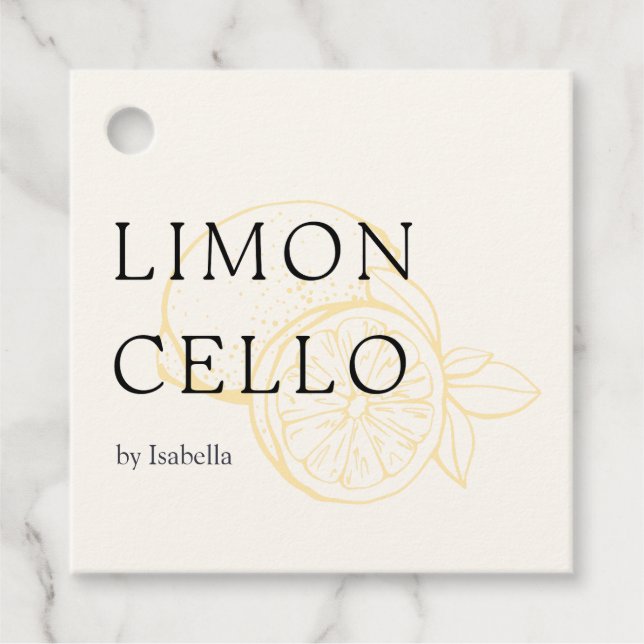 Trendy Homemade Lemon Limoncello Thankyou Bottle  Favour Tags (Front)