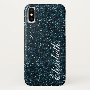 Trendy Hot dark blue printed glitter personalized iPhone X Case