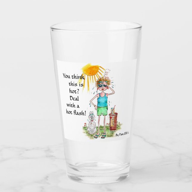 Trendy Hot Flash Climate Change  Menopause Text Glass (Front)