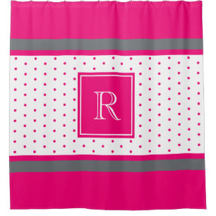 Trendy Hot Pink and Silver Striped Monogrammed