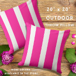 Trendy Hot Pink And White Cabana Stripe  Outdoor Pillow<br><div class="desc">Trendy hot pink striped throw pillow  to add colour and style to your summer garden decor.</div>