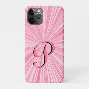 Trendy Hot Pink Colour Burst Monogram Initial iPhone 11 Pro Case