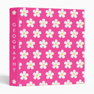 Trendy Hot Pink Daisy Binder