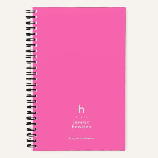 Trendy Hot Pink Modern Monogram Notebook (Front)