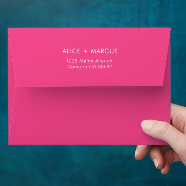 Trendy Hot Pink & Orange Heart Pattern Wedding Envelope (Hand)