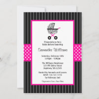 Trendy Hot Pink Zebra Carriage Baby Shower