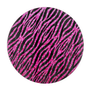 Trendy Hot Pink Zebra Print Glitz Glitter Sparkles Cutting Board