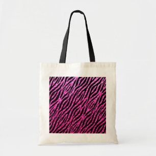Trendy Hot Pink Zebra Print Glitz Glitter Sparkles Tote Bag
