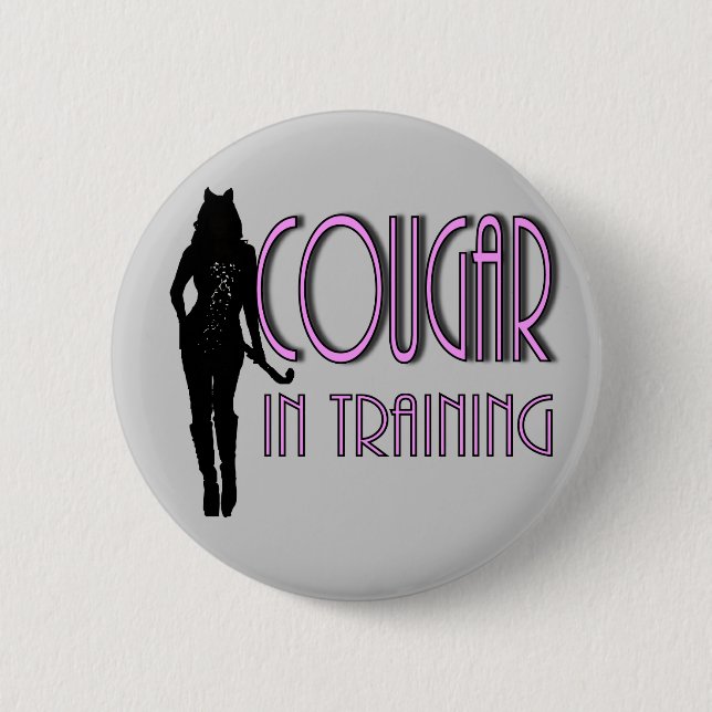 trendy hot silhouette cougar in training 2 inch round button (Front)