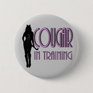 trendy hot silhouette cougar in training 2 inch round button