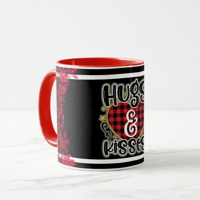 Trendy Hugs And Kisses Valentines Day Mug (Front Left)