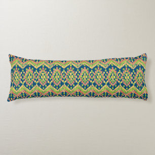Trendy Ikat Colourful Ethnic Pattern on Blue Body Pillow