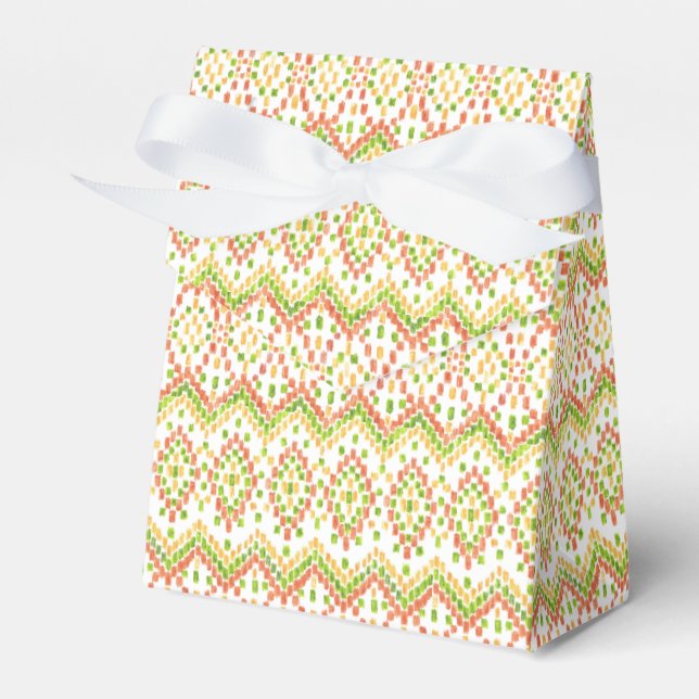 Trendy Ikat Pattern on White to Customize Favor Box (Front Side)
