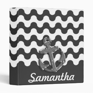 Trendy Image of Black Glitter Anchor on ZigZag Binder
