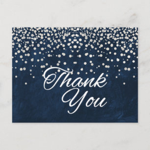 Trendy Inexpensive White  Glitter Black Thank You Postcard