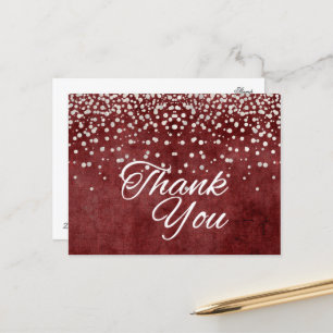 Trendy Inexpensive White  Glitter Thank You Postcard