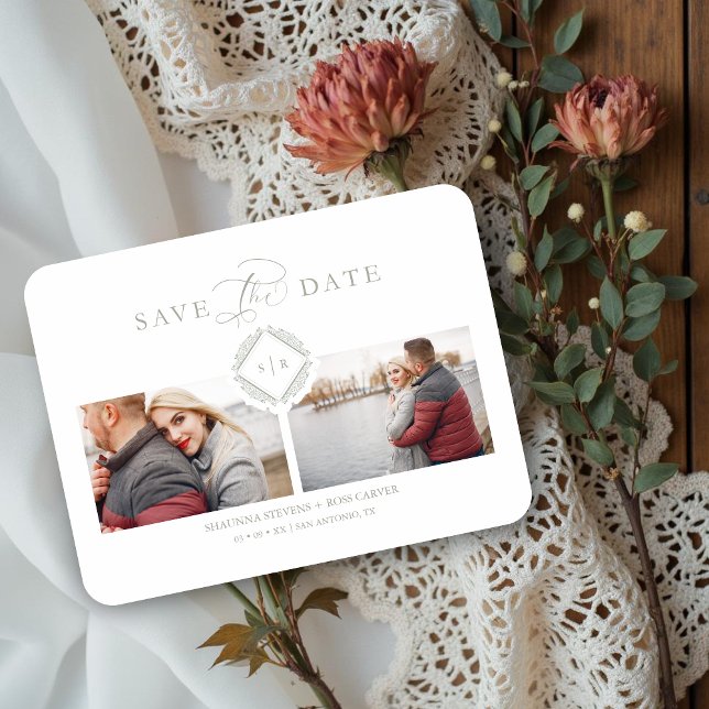 Trendy Initial Chic Ornament Sophisticated Wedding Magnet (Trendy Initials Chic Ornament Sophisticated Wedding Save the Date Cards Magnet.)