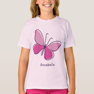Trendy Insect Butterfly in Pink and Name T-Shirt